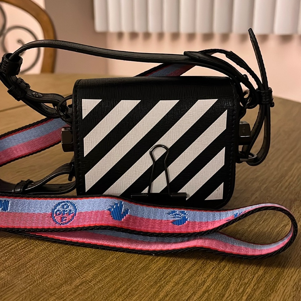 Off-White Diag Mini Flap Shoulder Bag 'Black/White'